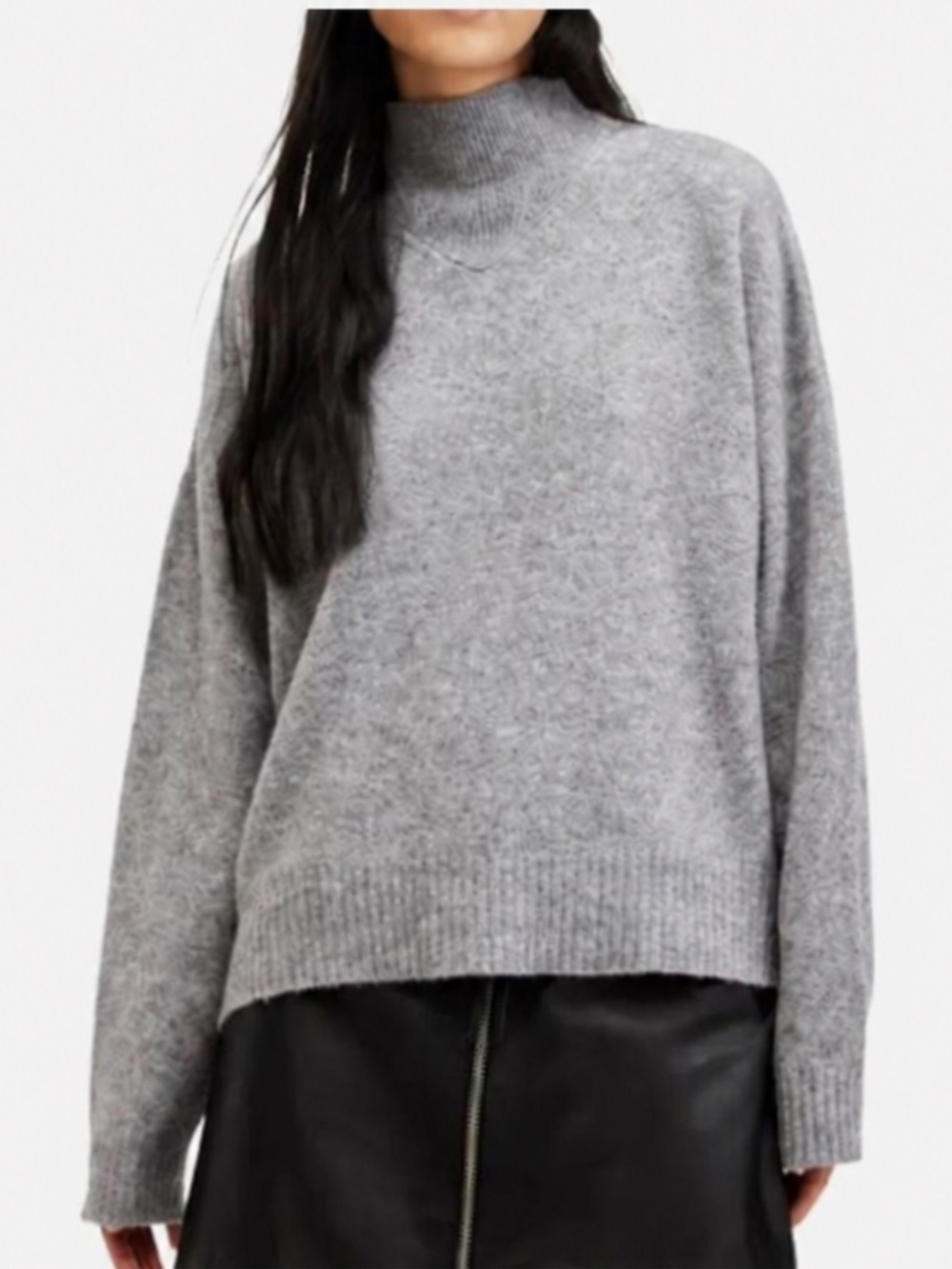All Saints Asha High Neck Sweater in Grey